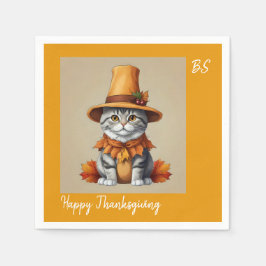 Charmante feestelijke Thanksgiving Cat in Disguise Servet
