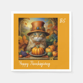 Charmante feestelijke Thanksgiving Cat in Disguise Servet