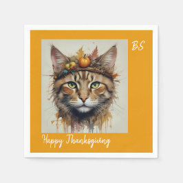 Charmante feestelijke Thanksgiving Cat in Disguise Servet