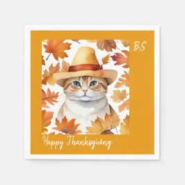 Charmante feestelijke Thanksgiving Cat in Disguise Servet