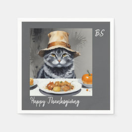 Charmante feestelijke Thanksgiving Cat in Disguise Servet
