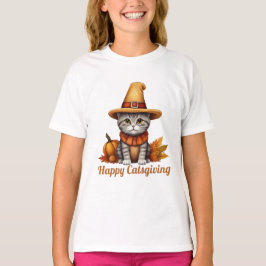 Charmante feestelijke Thanksgiving Cat in Disguise T-shirt