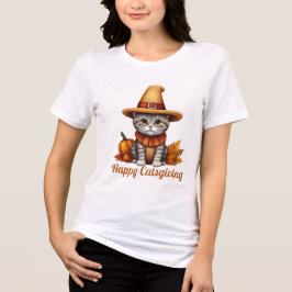Charmante feestelijke Thanksgiving Cat in Disguise Tri-Blend Shirt