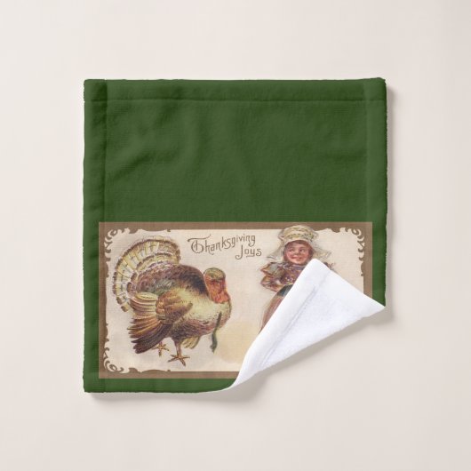 Charmante feestelijke Thanksgiving Joys Turkije Bad Handdoek (Wasdoekje)