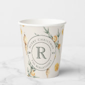 Charmante feestelijke warme winter monogram papieren bekers (Voorkant)