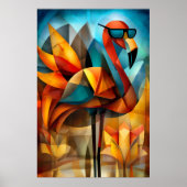 Charmante Flamingo – Kubist Koel in Schaduwen Poster (Voorkant)