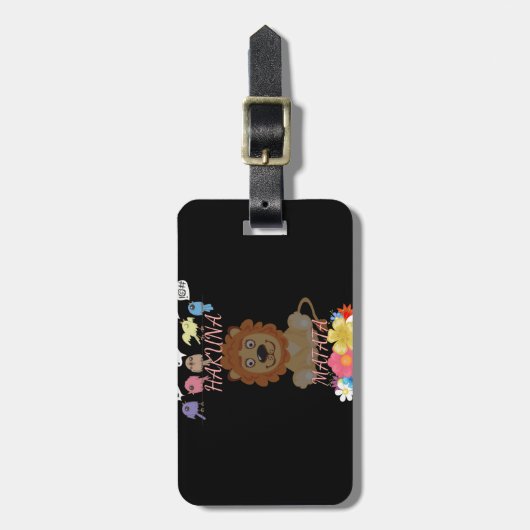 Charmante "Flora en Fauna Hakuna Matata" Baby Leeu Bagagelabel (Voorkant verticaal)