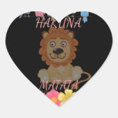 Charmante "Flora en Fauna Hakuna Matata" Baby Leeu Hart Sticker (Voorkant)