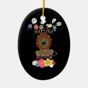 Charmante "Flora en Fauna Hakuna Matata" Baby Leeu Keramisch Ornament