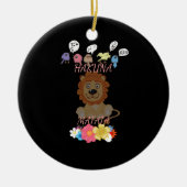 Charmante "Flora en Fauna Hakuna Matata" Baby Leeu Keramisch Ornament (Voorkant)