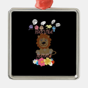 Charmante "Flora en Fauna Hakuna Matata" Baby Leeu Metalen Ornament