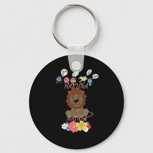 Charmante "Flora en Fauna Hakuna Matata" Baby Leeu Sleutelhanger (Voorkant)