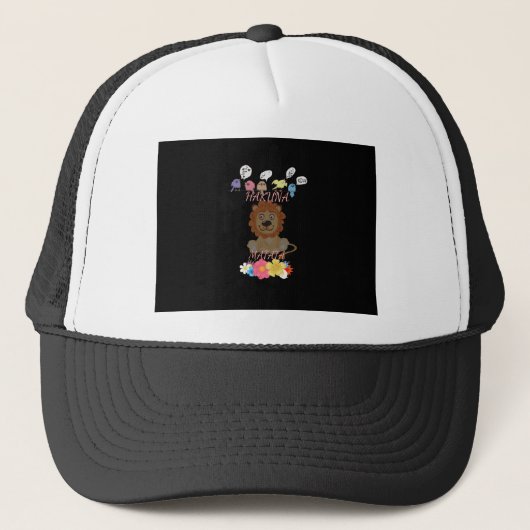 Charmante "Flora en Fauna Hakuna Matata" Baby Leeu Trucker Pet (Voorkant)