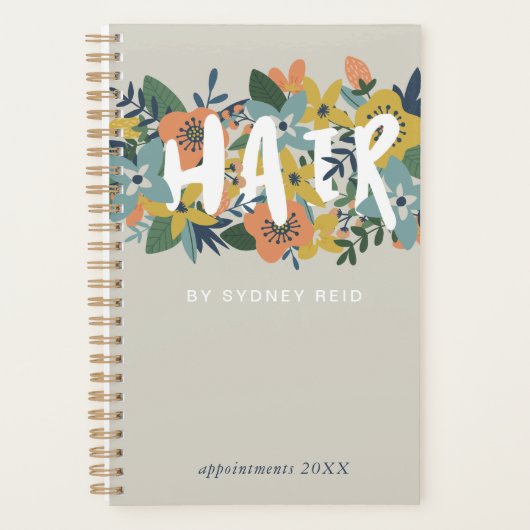 Charmante Floral Hair Stylist Afspraak Planner (Voorkant)