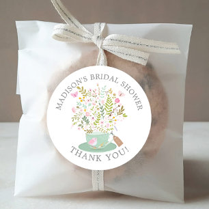 Charmante Floral Tea Bridal Tea Party Sticker