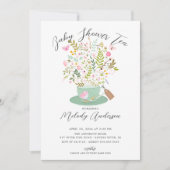 Charmante Floral Tea Party Baby shower Uitnodiging (Voorkant)