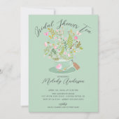 Charmante Floral Tea Party bruids douche uitnodigi Kaart (Voorkant)