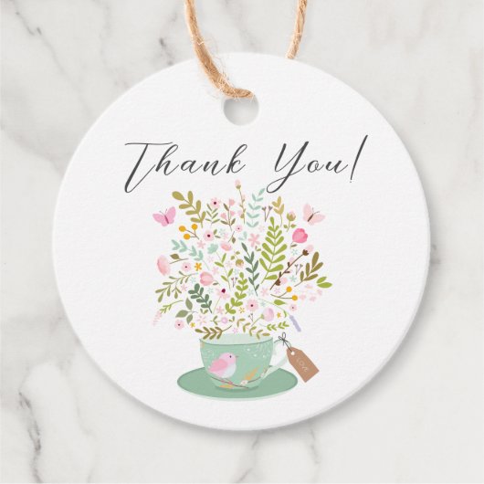 Charmante Floral Tea Vrijgezellenfeest Favor Cadea Bedankjes Labels (Voorkant)