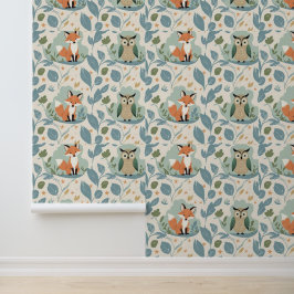 Charmante Forest Friends Fox & Uil Peel en Stick Behang
