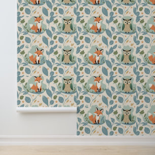 Charmante Forest Friends Fox & Uil Peel en Stick Behang