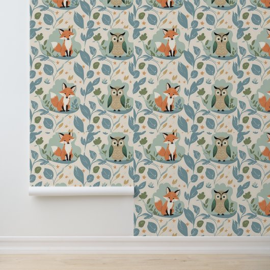 Charmante Forest Friends Fox & Uil Peel en Stick Behang (Applicatie)