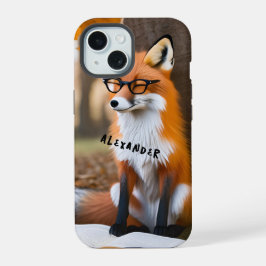 Charmante Fox lezen boek onder de boom iPhone 15 Case