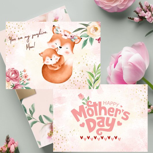 Charmante Fox Moederdag Kaart
