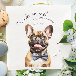 Charmante Franse Bulldog Ober Aquarel Servet