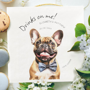 Charmante Franse Bulldog Ober Aquarel Servet