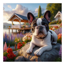 Charmante Franse Bulldog op het platteland