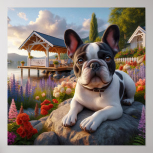 Charmante Franse Bulldog op het platteland Poster