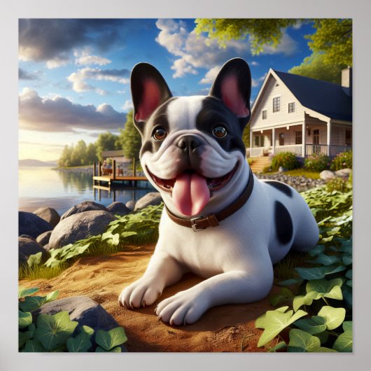 Charmante Franse Bulldog op het platteland Poster (Voorkant)