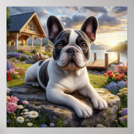 Charmante Franse Bulldog op het platteland Poster