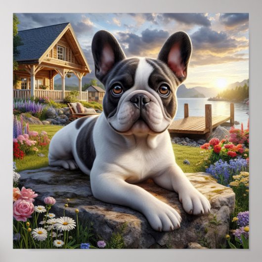 Charmante Franse Bulldog op het platteland Poster (Voorkant)