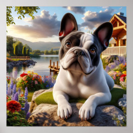 Charmante Franse Bulldog op het platteland Poster
