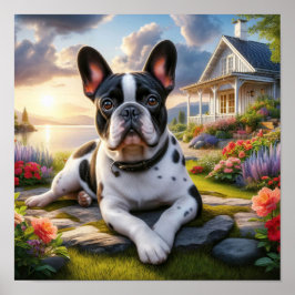 Charmante Franse Bulldog op het platteland Poster