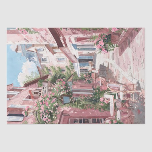  Charmante Franse Café Alleyway Tissuepapier (Voorkant)