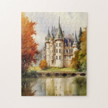 Charmante Franse kasteel Waterverf puzzel