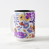 Charmante & frisheid Moderne Bloemen Tweekleurige Koffiemok (Voorkant links)