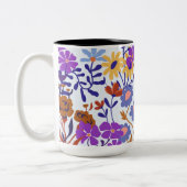 Charmante & frisheid Moderne Bloemen Tweekleurige Koffiemok (Links)