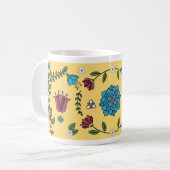 Charmante Geel en Bloemen Folk Art Mok (Voorkant links)