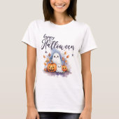 Charmante Geest Pompoen Spin Halloween T-shirt (Voorkant)