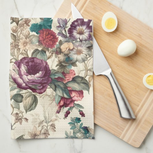 Charmante  geïnspireerde bloemen theedoek (Quarter Fold)