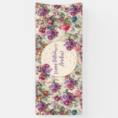 Charmante  geïnspireerde Floral Happy Birthday Spandoek (Verticaal)