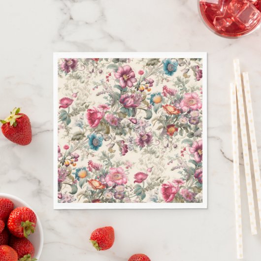 Charmante  geïnspireerde zomerbloemen servet (Insitu)