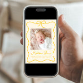 Charmante gele boog foto geboorte aankondiging