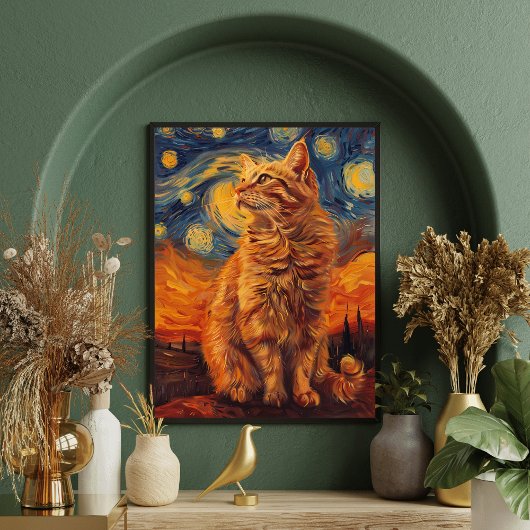 Charmante gele kat Poster Schattige katachtige tek