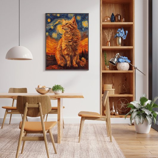 Charmante gele kat Poster Schattige katachtige tek