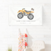 Charmante gele quad fiets verjaardag spandoek (Insitu)