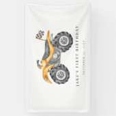 Charmante gele quad fiets verjaardag spandoek (Verticaal)